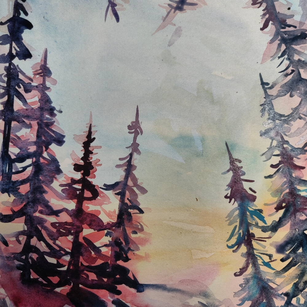 abstract watercolor tress